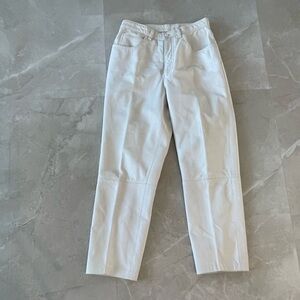Anne Klein Women LEATHER Jean Pant Creamy White Color Size Medium Zipper Front